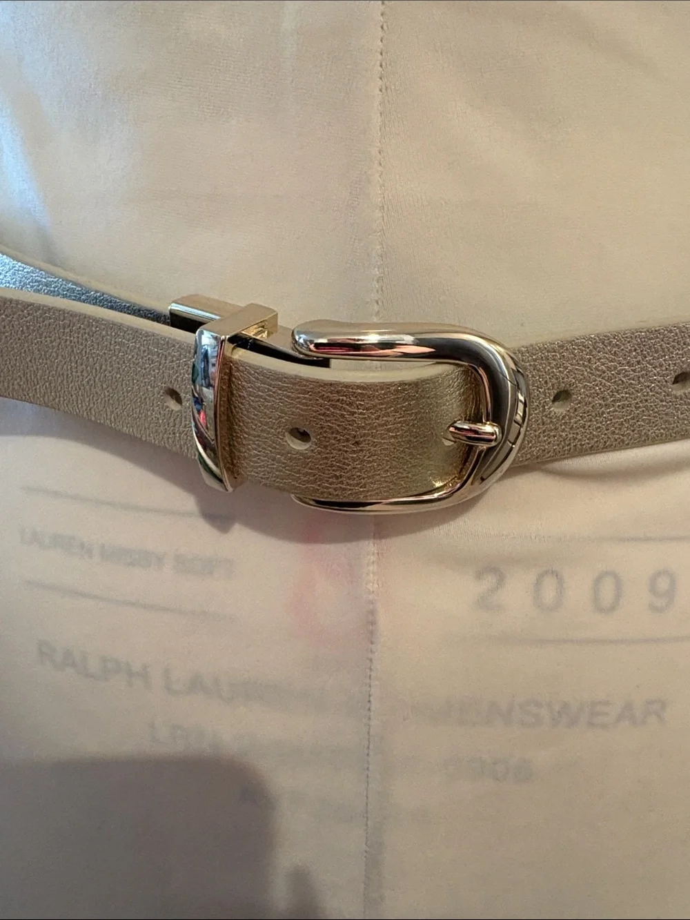 Talbots Taupe Leather Belt with Silver-Tone Buckle